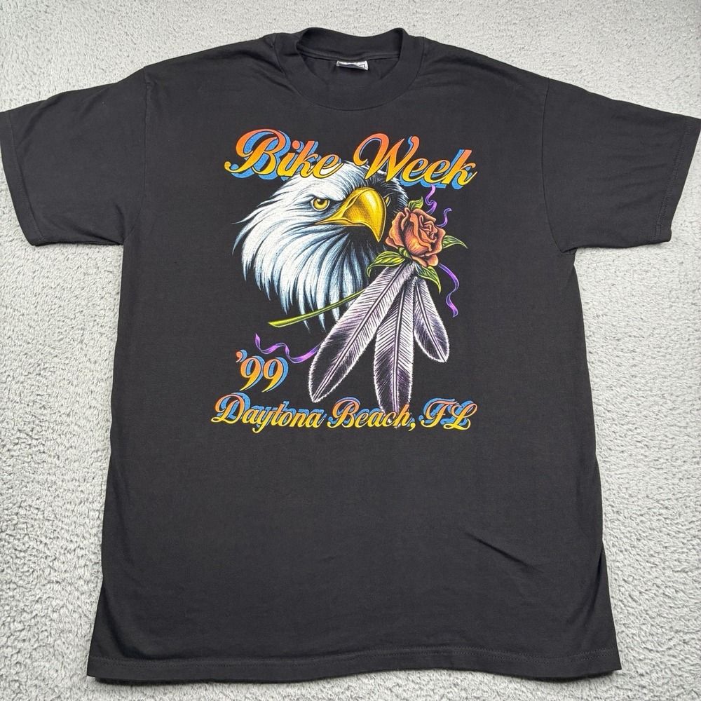 Vintage Bike Week 1999 T-Shirt Men's Large Black Motorcycle Daytona Beach Hanes